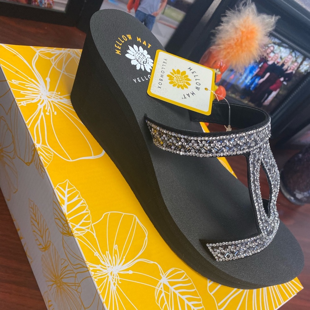 Yellow box Wedge sandals size 8